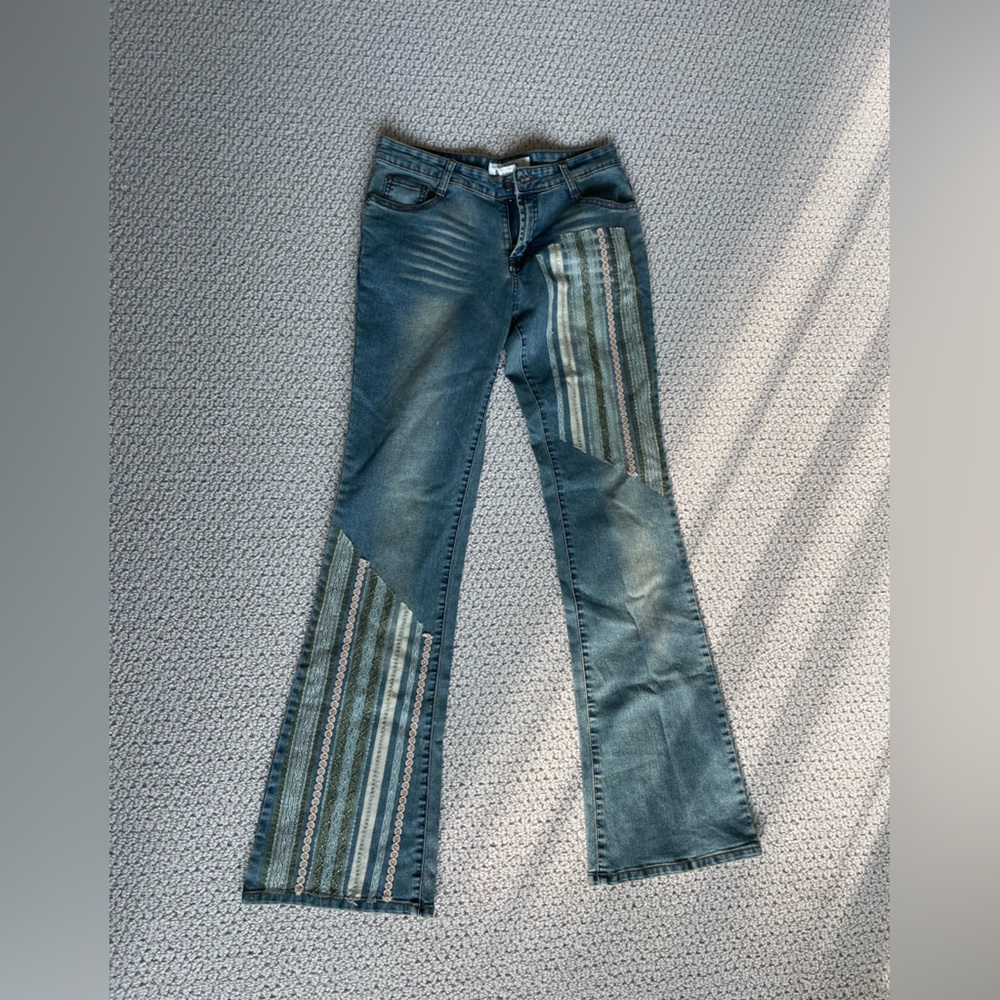 Kor Maw Embellished Low Rise Flare Jeans